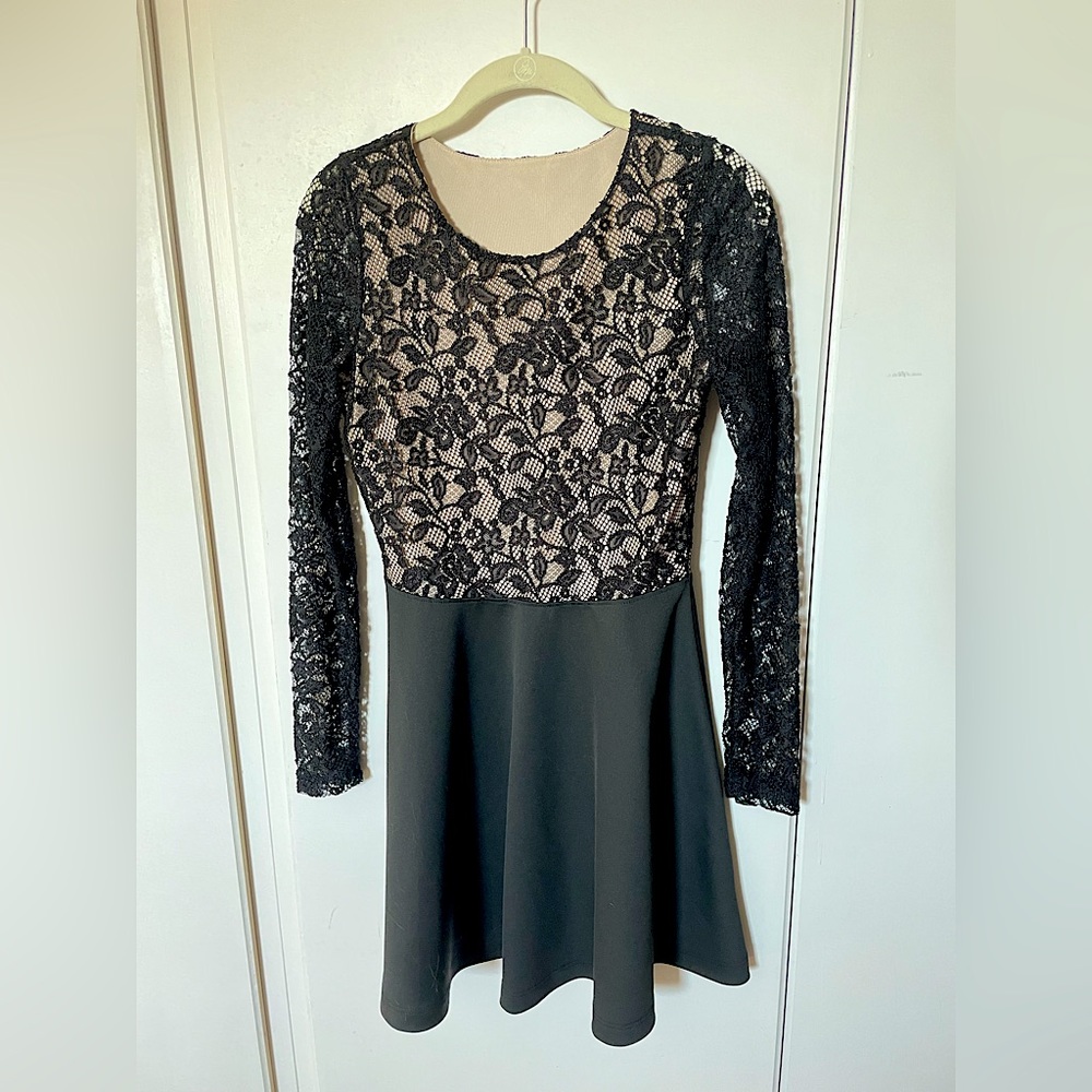 Black lace and nude dress, size small